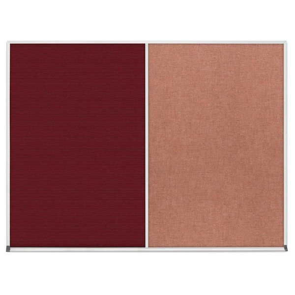Triple Door Radius Corkboard, 72"x36", Sat, UV7005RC-SATIN-MEDGRY